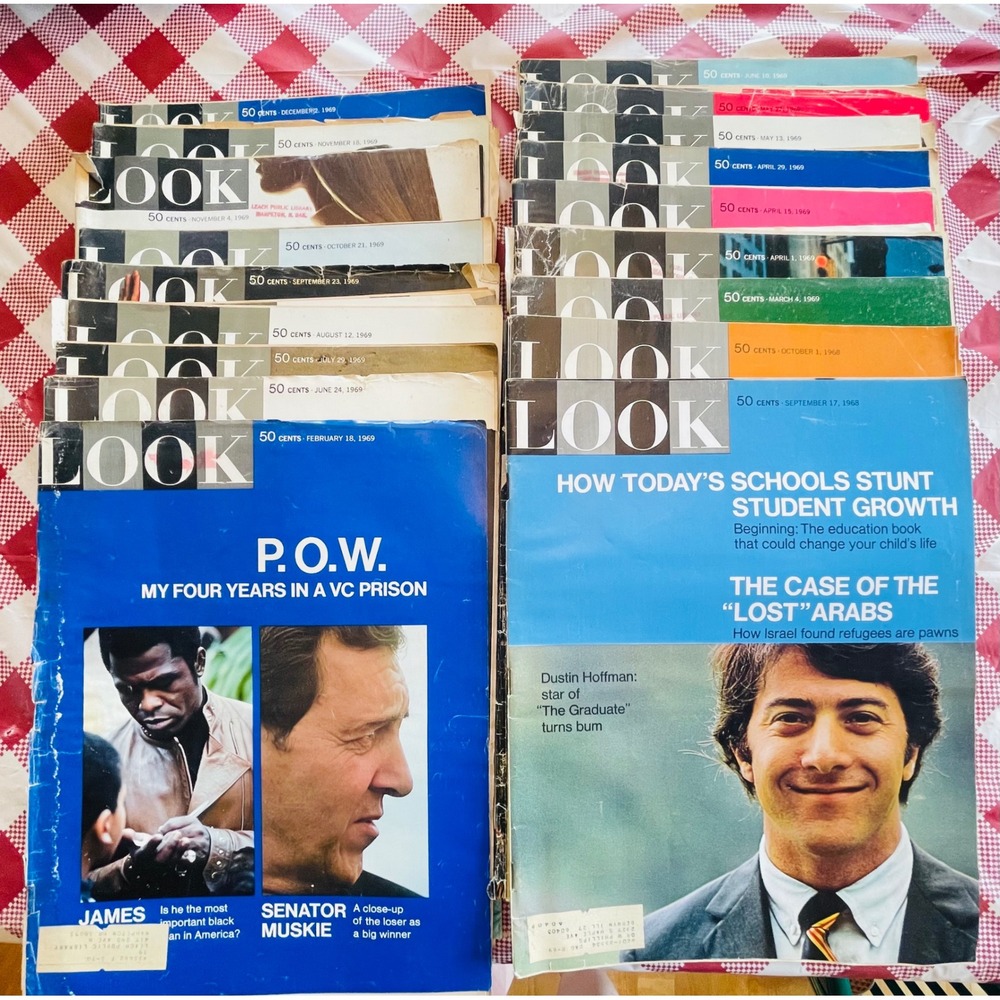 Vintage Look Magazine Lot 1968-1969 18 Issues Dustin Hoffman Raquel Welch Ted K